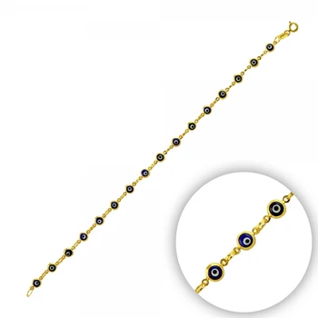 

KUTAYDAN 925 Sterling Silver 4mm Hand Job Glass Eye Bead Bracelet