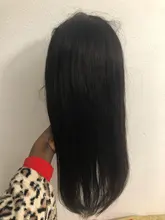 Peluca de malla con división media de 30 pulgadas, cabello humano liso brasileño Remy, prearrancado con pelo de bebé, parte T, 13x1