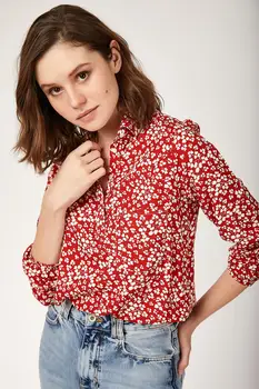 

Happiness ist. Women Pattern Shirt Collar Viscose Blouse DD00579