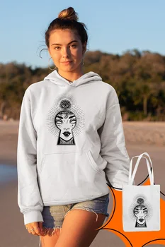 

Angemiel Wear Lock Eye White Women 'S Hooded Sweatshirt Bags Kombin