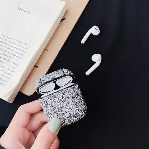 Цветные стразы, чехол для наушников для Apple, аксессуары для airpods, Bluetooth, блестящий силиконовый Жесткий защитный чехол для airpods, чехол - Цвет: Sliver