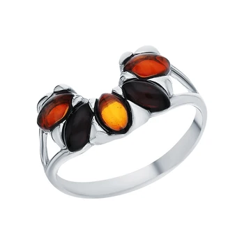 

Silver ring with amber sunlight sample 925