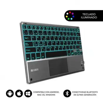 

BLUETOOTH KEYBOARD SUBBLIM SMBT51 WITH TOUCHPAD SMART BLACKLIT GREY - BT 3.0-ILLUMINATED KEYS-420MAH BATTERY-COMPATIBLE MU