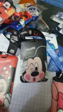 Bolsa de monedas de mickey mouse de Disney, tarjetero de plástico acrílico con dibujos animados para comida, autobús, almacenamiento de tarjetas para el campus