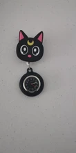Negro gato de Luna encantadora de dibujos animados de silicona elástica relojes de bolsillo enfermera vestido de Doctor médico del Hospital de cuarzo reloj colgante reloj
