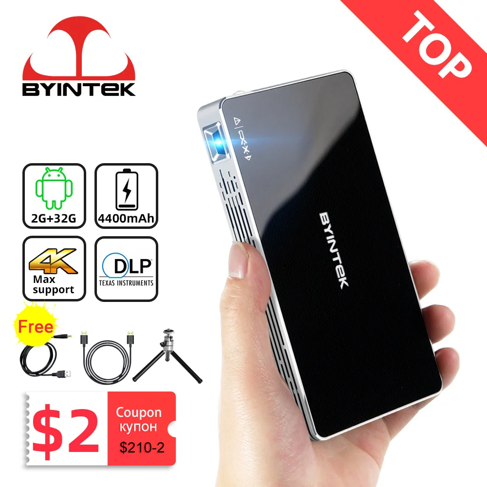 BYINTEK UFO P10 Smart Android Wifi Mini Pocket Pico Portable Beamer TV LED DLP Mobile 1080P Projector For Smartphone 4K Cinema