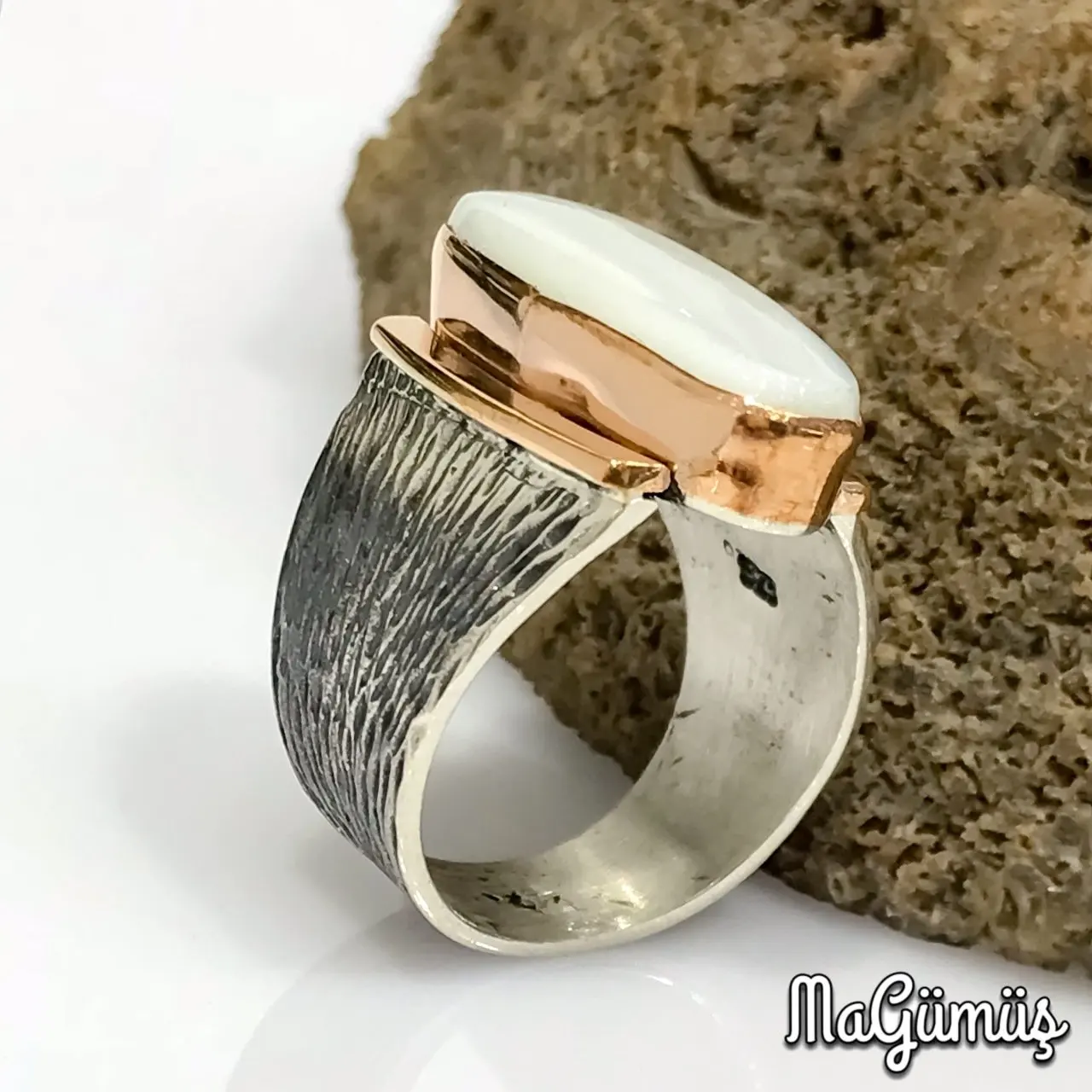 Подлинное серебряное женское кольцо с жемчужным камнем|Кольца| |