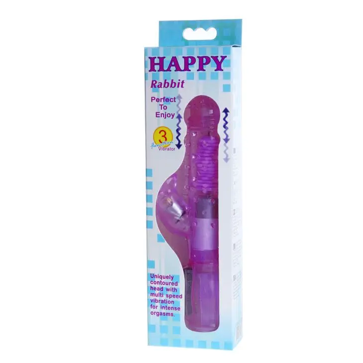 Фиолетовый хай-тек вибратор Happy Bunny- 22,5 см