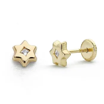 

Earrings 18k gold star cubic zirconia 6mm. [AA0286]