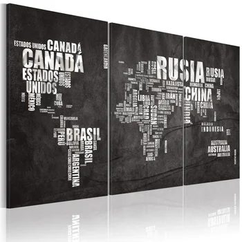 

Picture-world map (Spanish language): Triptych-60x40 cm