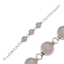 Серебряный 925 пробы розовый кварцевый камень браслет ручной работы