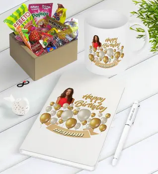 

Personalized Photo Birthday Nostalgic Lezzetler Notebook Pen Mug Seti-7