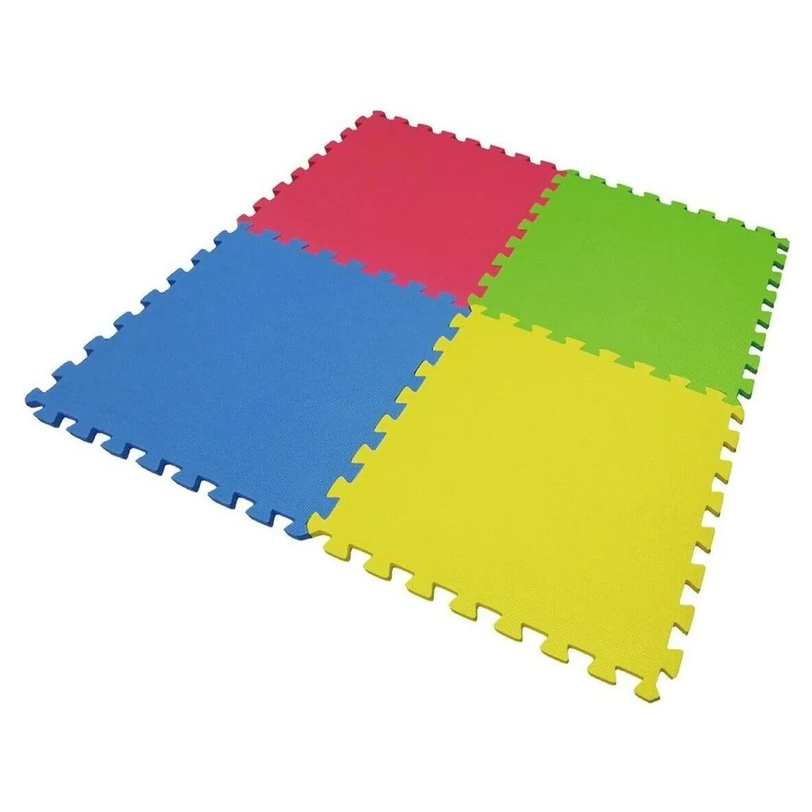 Pack 4 baldosas de Goma eva 60 x 60 x 1 cm, Colores, Superficie Rugosa,  Esterilla Puzzle para Suelo de Fitness y Gimnasio, Alfombrilla de proteccíon