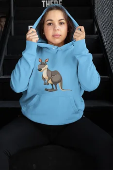 

Angemiel Wear Bouncing Kangaroo Blue Women 'S Hooded Sweatshirt
