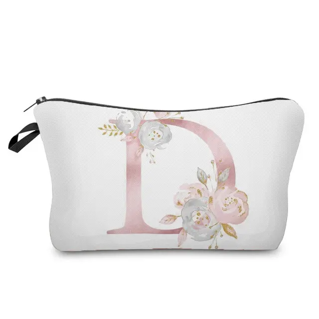 Flowers Alphabet Printed Cosmetic Bags  Bridal Party Make Up Bags Pouch Necessaries Lady Tote Bride Bridesmaid Proposal Gift hz2400