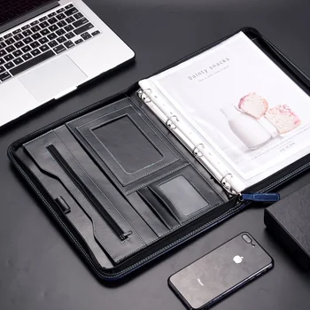 

Multifunction Portfolio A4 File Folder Padfolio Writing Pad Business Presentation Folder PU with Zip/Card Holder/Document Folder
