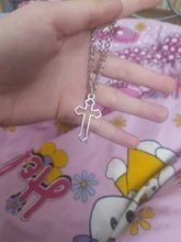 Collar con colgante gótico de Cruz hueca para hombre y mujer, collar de estilo callejero, Color plateado, regalo, joyería de cuello al por mayor