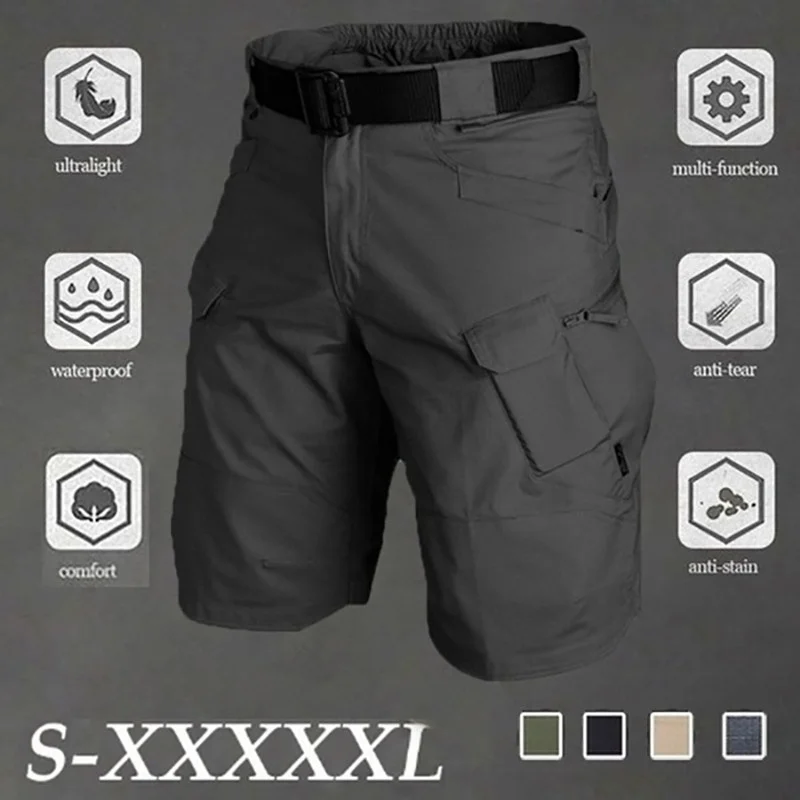 Pantalones cortos tácticos clásicos de talla grande 5XL para hombre, Shorts militares impermeables de camuflaje con múltiples bolsillos para exteriores, SWAT