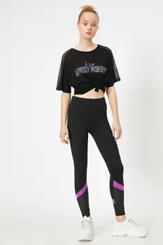 

Koton Women Black With Color Block Leggings 0 YAK42425NK