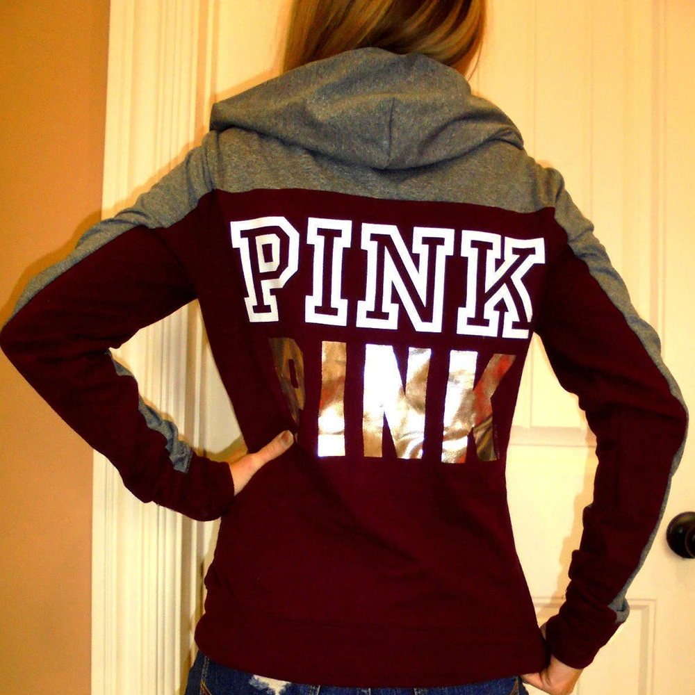 

OSKE Fashion Printing Pink Women Hoodies Comfortable Hoodie Sweatshirt Character Hoodies For Women Letter Pattern Splic Hoodie