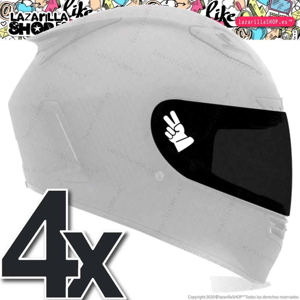 4Uds. Saludo Motero Casco Pegatinas Adesivo Moto Vinilo Pegatinas Casco Cupula Moto Motero Motera Bike Ráfagas Lazarillashop™