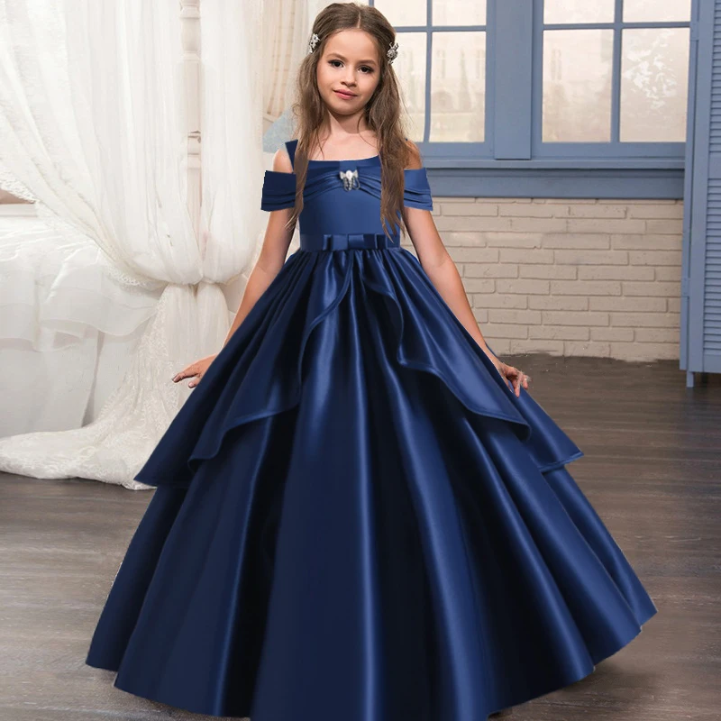 2022 Long Party Dress for Bridesmaid Princess's Girls Dresses Wedding Prom Evening Clothes Teenager 10 12 Years | Детская одежда и