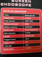 Cámara endoscópica de inspección para coche, boroscopio impermeable con pantalla HD de 4,3 pulgadas, lente de 8MM, 8 led, F200, HD1080P, IP67