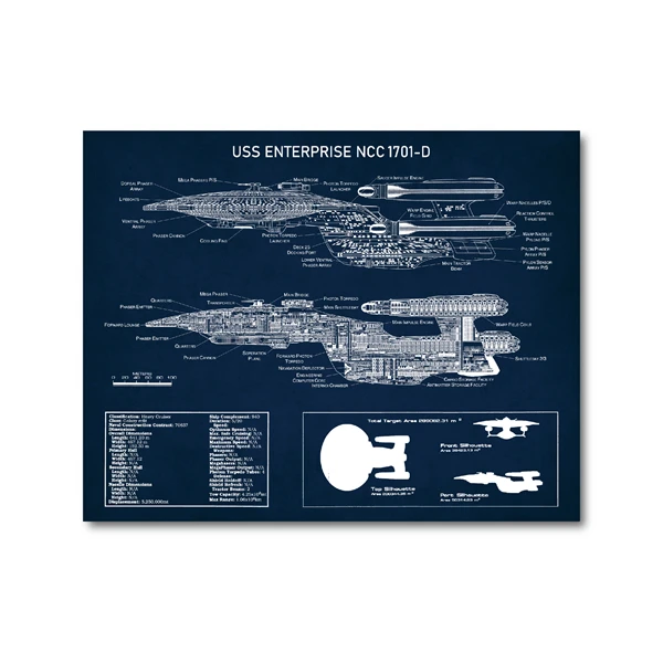 PC47 USS Энтерпрайз NCC-1701-D постеры и принты с рисунком Звездного Флота космический корабль для мальчиков настенная живопись на холсте домашний декор - Цвет: PC47
