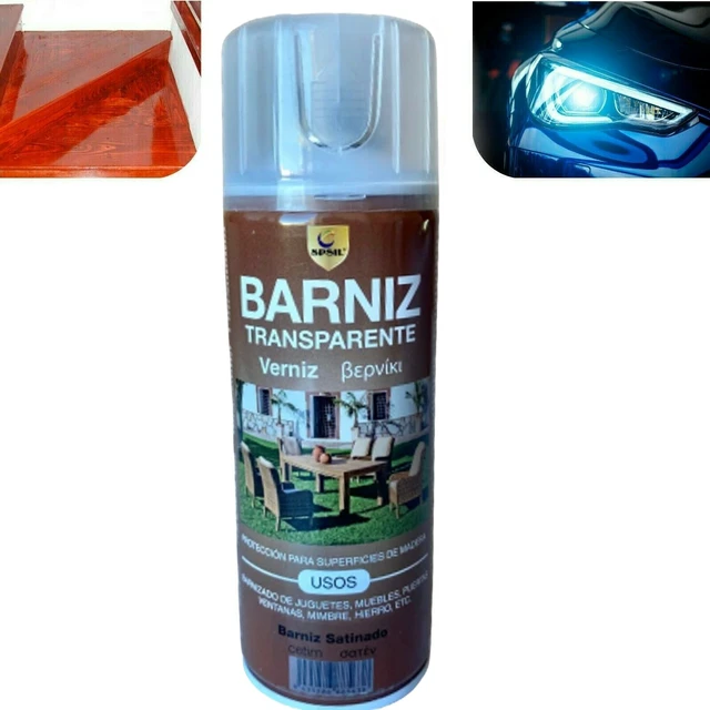 Pintura Spray Barniz transparente Spsil Aerosol Madera Repara Faros de  Coche Mejoras para el hogar Materiales 400ml