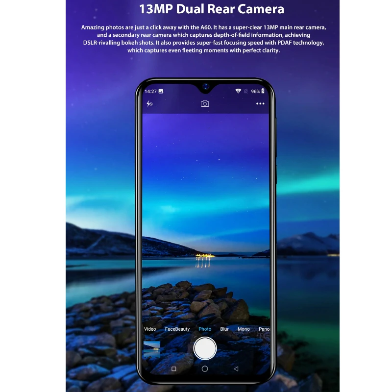 Мобильный телефон Blackview A60 четырёхъядерный на базе Android 8.1 4080 мАч 1 ГБ+16 ГБ экран 6