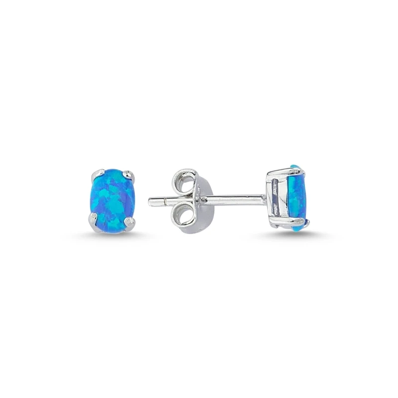 

Silver 925 Sterling 6x4mm Oval Opal Engagement Earrings