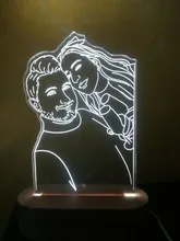 Night-Light Wooden-Base Christmas-Gift Photo-Customized Wedding DIY Holiday for USB 3D