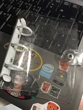 MINKYS Kawaii brillante Mini Bling bolsillo 3 Ring Binder diario cuaderno diario del programa DIY libro de fotos coreano papelería de la escuela