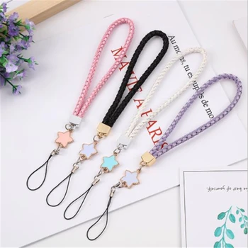 

Woven Leather Pentagram Mobile Phone Lanyard New Star Shape Woven Bracelet Short Keychain Mobile Phone ID Lanyard