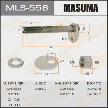 Болт эксцентрик TOYOTA HIACE 95- комплект(шайба,гайка) MASUMA ML