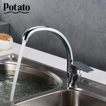 

Potato Kitchen Faucet 360 Degree Swivel Solid Zinc Alloy Kitchen Mixer Cold and Hot Kitchen Tap Single Hole Water Tap p59222-