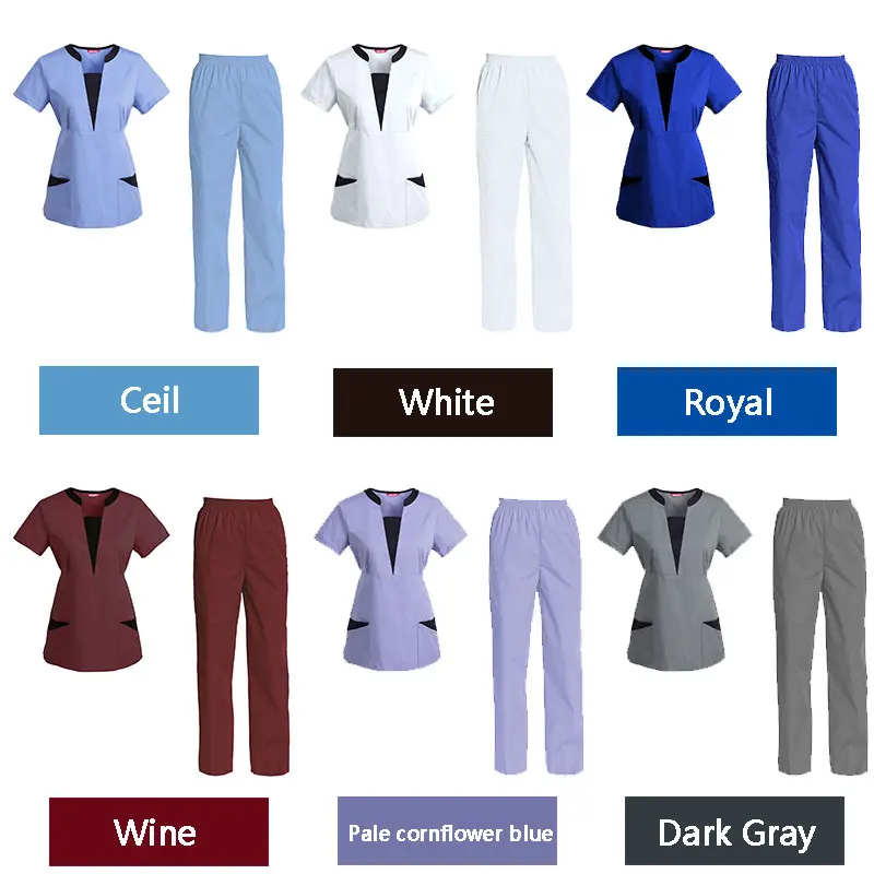 Women's Scrub Set Nursing Uniform Set Scrub Top and Pants