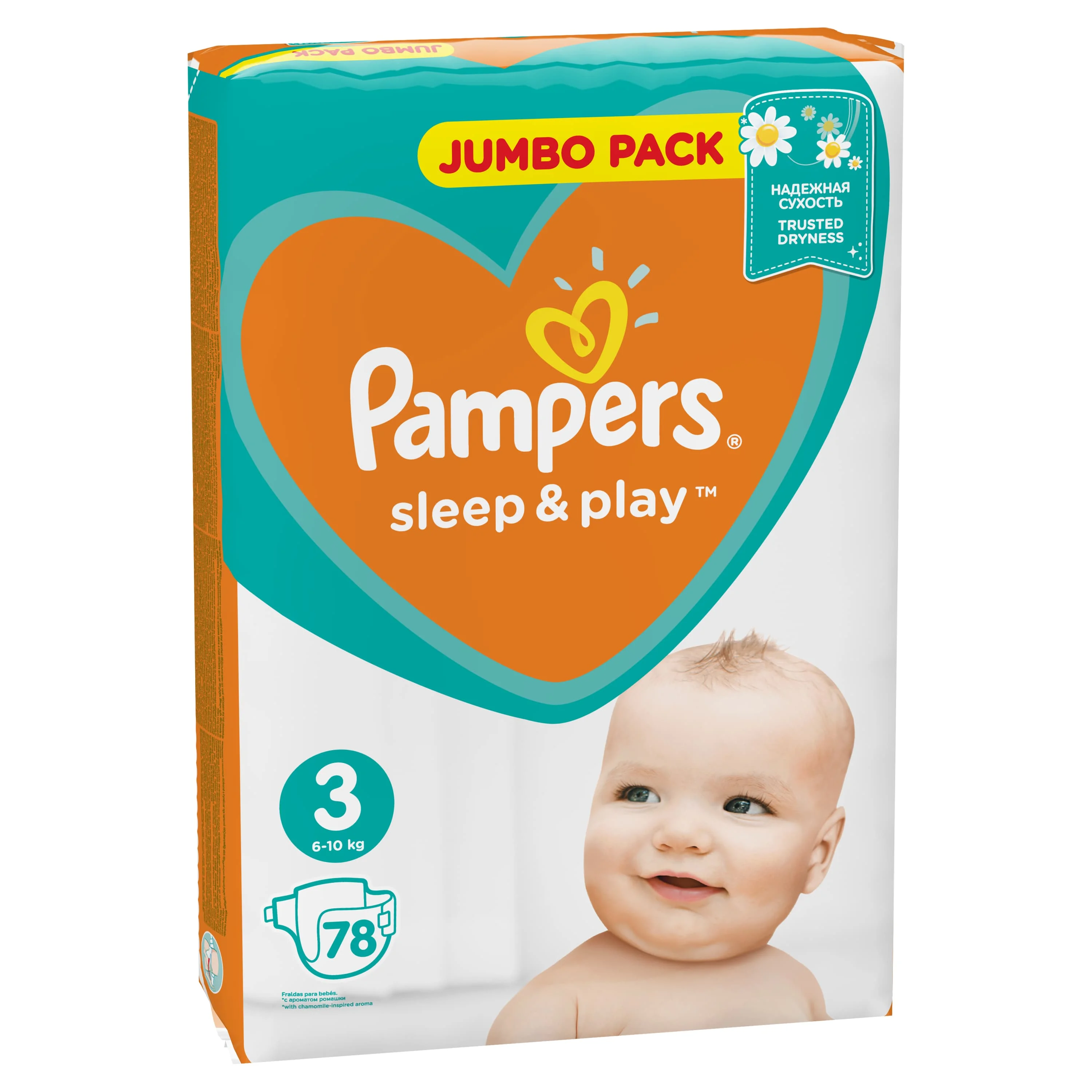 Подгузники Pampers Sleep& Play 6-10 кг, 3 размер, 78шт