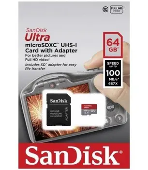 

SANDISK ULTRA MICROSD XC UHS-I + SANDISK SD adapter-64GB-class 10 - 100MB / S