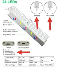 Cabinet-Light Led-Sensor Kitchen-Closet-Stairway Bedroom Magnetic Rechargeable USB 60