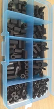Unids/set M2 M2.5 M3 M4 hexagonal, separador de nailon de cabeza plana, negro/blanco, tornillos espaciadores de plástico, tuercas, 200