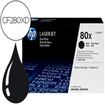 

Toner hp laserjet pro 80x m401 m425 black pack of 2 PCs 6900 pages 155498-CF280XD