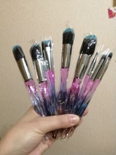 Juego de brochas de maquillaje para mujer, kit de brochas de maquillaje con mango de cristal, pelo sintético, 10 Uds.