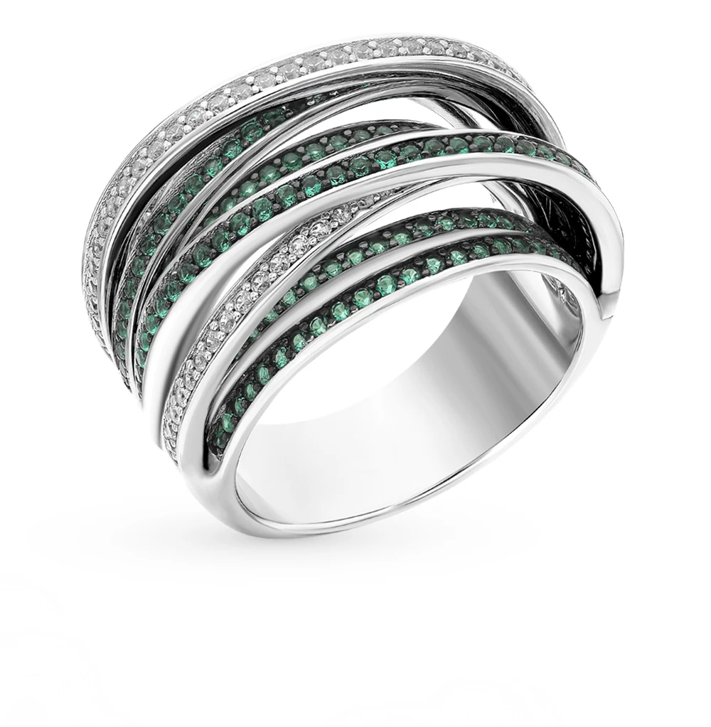 Серебряное кольцо с фианитами SUNLIGHT проба 925