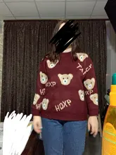 Suéter rojo vino de oso para hombre y mujer, Jersey salvaje suelto, 2021 de red