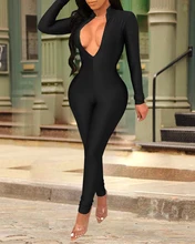 2020 Spring Women Sexy Cut Out Front Zipper Jumpsuit Solid Long Sleeve Stand Neck Plain Ladies Fashion Jumpsuits 2020 Spring Women Sexy Cut Out Front Zipper Jumpsuit Solid Long Sleeve Stand Neck Plain Ladies Fashion Jumpsuits