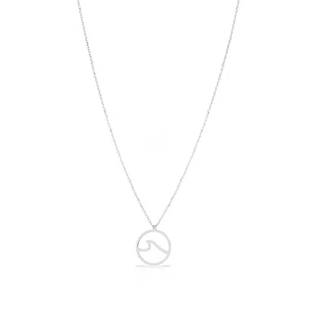 

Stylish Ocean Wave Necklace Jewelry Pendant 925 Sterling Silver with Chain