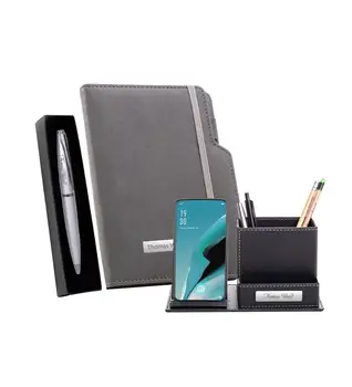 

Isme Custom Metal Pen & Smoked Color Book & Phone Compartment Penholder