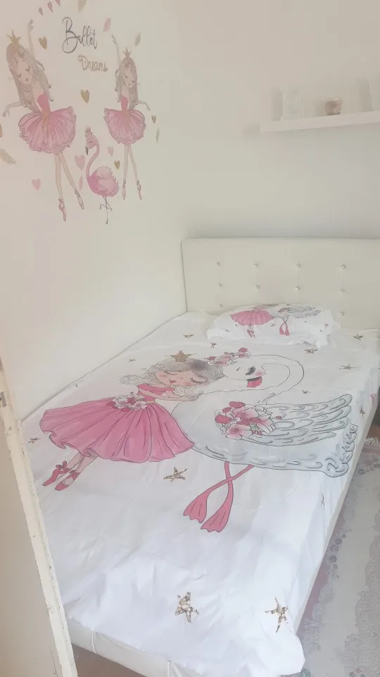 Crib Girls Princess Cartoon Bedding Set for Baby Kids Children Duvet Cover Set Pillowcase Blanket Quilt Cover Cute Pink swan