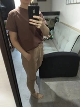 Basic Tees Loose Tshirt Khaki-Tops Oversized Korean Summer 9-Color Hirsionsan 100%Cotton